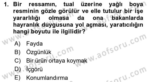 Reklamda Yaratıcılık ve Yazarlık Dersi 2025 - 2026 Yılı (Vize) Ara Sınav Soruları 1. Soru