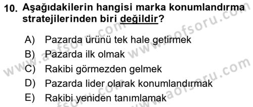 Reklamda Yaratıcılık ve Yazarlık Dersi 2025 - 2026 Yılı (Vize) Ara Sınav Soruları 10. Soru