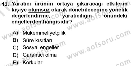 Reklamda Yaratıcılık ve Yazarlık Dersi 2025 - 2026 Yılı (Vize) Ara Sınav Soruları 13. Soru