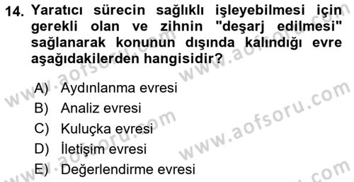 Reklamda Yaratıcılık ve Yazarlık Dersi 2025 - 2026 Yılı (Vize) Ara Sınav Soruları 14. Soru