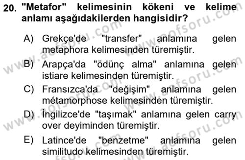 Reklamda Yaratıcılık ve Yazarlık Dersi 2025 - 2026 Yılı (Vize) Ara Sınav Soruları 20. Soru