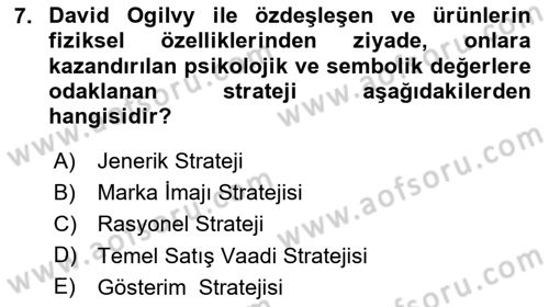 Reklamda Yaratıcılık ve Yazarlık Dersi 2025 - 2026 Yılı (Vize) Ara Sınav Soruları 7. Soru