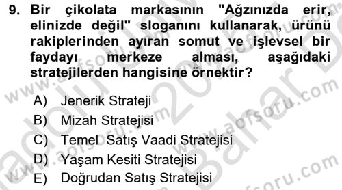 Reklamda Yaratıcılık ve Yazarlık Dersi 2025 - 2026 Yılı (Vize) Ara Sınav Soruları 9. Soru
