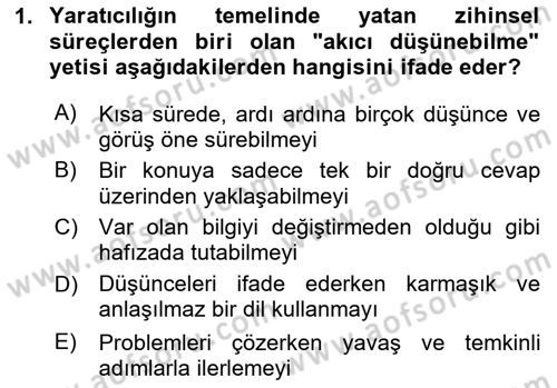Reklamda Yaratıcılık ve Yazarlık Dersi 2025 - 2026 Yılı (Final) Dönem Sonu Sınav Soruları 1. Soru