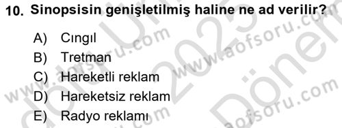 Reklamda Yaratıcılık ve Yazarlık Dersi 2025 - 2026 Yılı (Final) Dönem Sonu Sınav Soruları 10. Soru