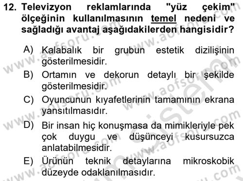 Reklamda Yaratıcılık ve Yazarlık Dersi 2025 - 2026 Yılı (Final) Dönem Sonu Sınav Soruları 12. Soru