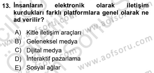 Reklamda Yaratıcılık ve Yazarlık Dersi 2025 - 2026 Yılı (Final) Dönem Sonu Sınav Soruları 13. Soru