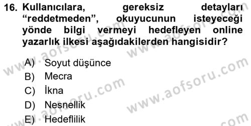 Reklamda Yaratıcılık ve Yazarlık Dersi 2025 - 2026 Yılı (Final) Dönem Sonu Sınav Soruları 16. Soru