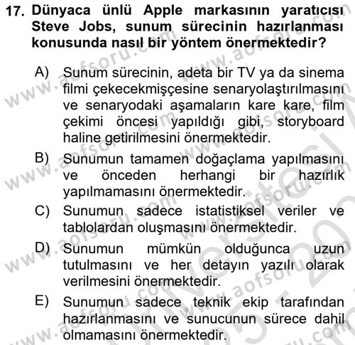 Reklamda Yaratıcılık ve Yazarlık Dersi 2025 - 2026 Yılı (Final) Dönem Sonu Sınav Soruları 17. Soru