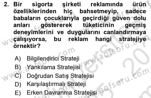 Reklamda Yaratıcılık ve Yazarlık Dersi 2025 - 2026 Yılı (Final) Dönem Sonu Sınav Soruları 2. Soru