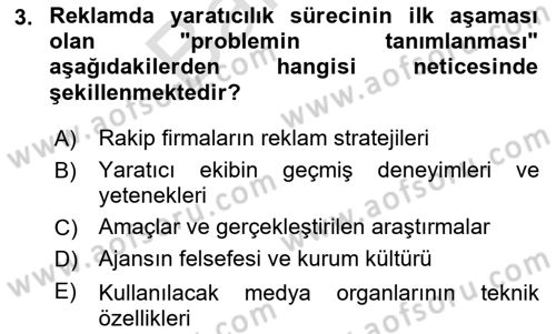 Reklamda Yaratıcılık ve Yazarlık Dersi 2025 - 2026 Yılı (Final) Dönem Sonu Sınav Soruları 3. Soru