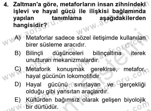 Reklamda Yaratıcılık ve Yazarlık Dersi 2025 - 2026 Yılı (Final) Dönem Sonu Sınav Soruları 4. Soru