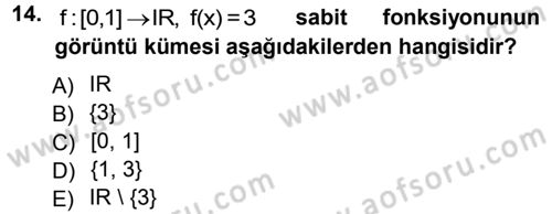 Genel Matematik Dersi Ara Sınavı Deneme Sınav Soruları 14. Soru