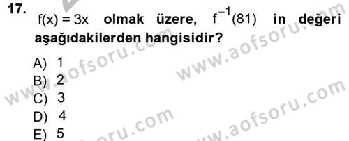 Genel Matematik Dersi 2012 - 2013 Yılı (Vize) Ara Sınav Soruları 17. Soru