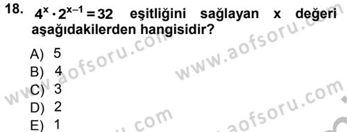 Genel Matematik Dersi 2012 - 2013 Yılı (Vize) Ara Sınav Soruları 18. Soru