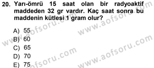 Genel Matematik Dersi Ara Sınavı Deneme Sınav Soruları 20. Soru