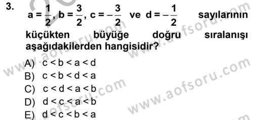 Genel Matematik Dersi 2012 - 2013 Yılı (Vize) Ara Sınav Soruları 3. Soru