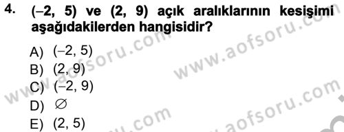 Genel Matematik Dersi Ara Sınavı Deneme Sınav Soruları 4. Soru