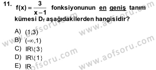 Genel Matematik Dersi Ara Sınavı Deneme Sınav Soruları 11. Soru