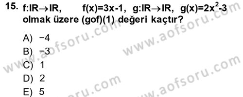 Genel Matematik Dersi Ara Sınavı Deneme Sınav Soruları 15. Soru