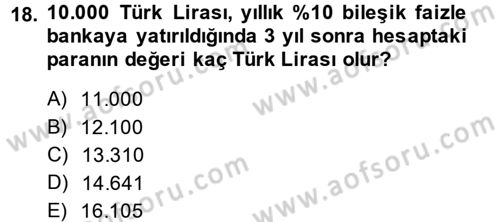Genel Matematik Dersi 2013 - 2014 Yılı (Vize) Ara Sınav Soruları 18. Soru
