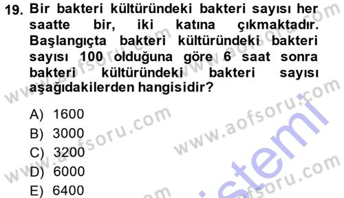 Genel Matematik Dersi 2013 - 2014 Yılı (Vize) Ara Sınav Soruları 19. Soru