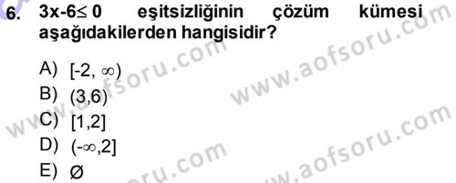 Genel Matematik Dersi 2013 - 2014 Yılı (Vize) Ara Sınav Soruları 6. Soru