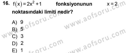 Genel Matematik Dersi 2013 - 2014 Yılı Tek Ders Sınav Soruları 16. Soru