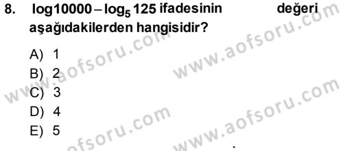 Genel Matematik Dersi 2013 - 2014 Yılı Tek Ders Sınav Soruları 8. Soru