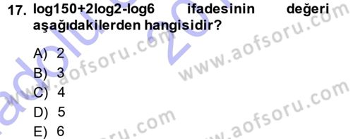 Genel Matematik Dersi Ara Sınavı Deneme Sınav Soruları 17. Soru