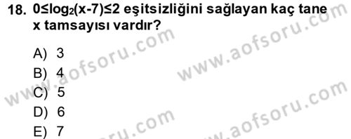 Genel Matematik Dersi 2014 - 2015 Yılı (Vize) Ara Sınav Soruları 18. Soru