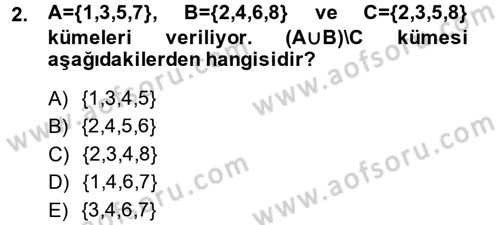 Genel Matematik Dersi Ara Sınavı Deneme Sınav Soruları 2. Soru