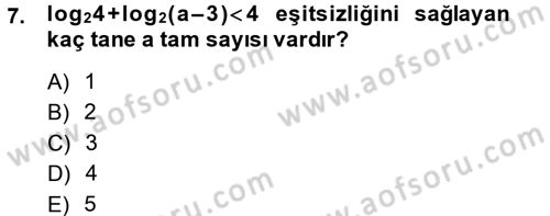 Genel Matematik Dersi 2014 - 2015 Yılı (Final) Dönem Sonu Sınav Soruları 7. Soru