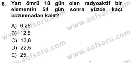Genel Matematik Dersi 2014 - 2015 Yılı (Final) Dönem Sonu Sınav Soruları 8. Soru