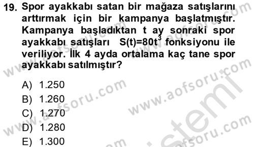 Genel Matematik Dersi 2014 - 2015 Yılı Tek Ders Sınav Soruları 19. Soru