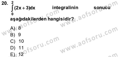 Genel Matematik Dersi 2014 - 2015 Yılı Tek Ders Sınav Soruları 20. Soru