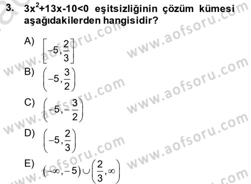 Genel Matematik Dersi 2014 - 2015 Yılı Tek Ders Sınav Soruları 3. Soru