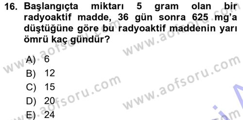 Genel Matematik Dersi 2015 - 2016 Yılı (Vize) Ara Sınav Soruları 16. Soru