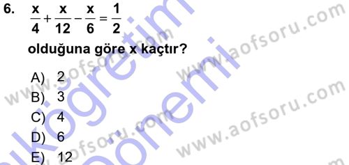 Genel Matematik Dersi 2015 - 2016 Yılı (Vize) Ara Sınav Soruları 6. Soru
