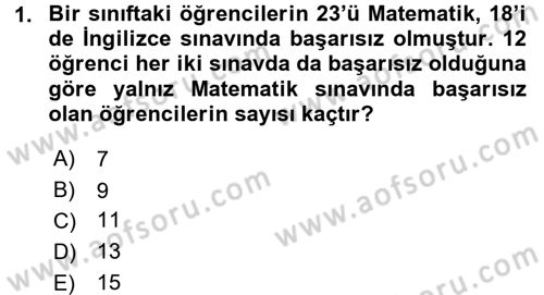 Genel Matematik Dersi 2015 - 2016 Yılı (Final) Dönem Sonu Sınav Soruları 1. Soru
