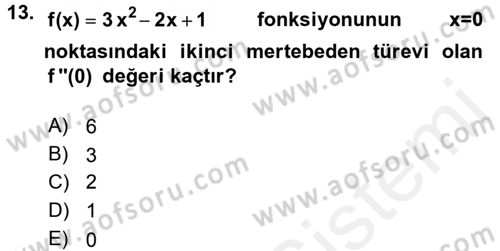 Genel Matematik Dersi 2015 - 2016 Yılı Tek Ders Sınav Soruları 13. Soru