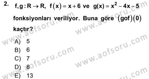 Genel Matematik Dersi 2015 - 2016 Yılı Tek Ders Sınav Soruları 2. Soru