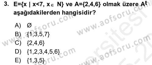 Genel Matematik Dersi 2015 - 2016 Yılı Tek Ders Sınav Soruları 3. Soru