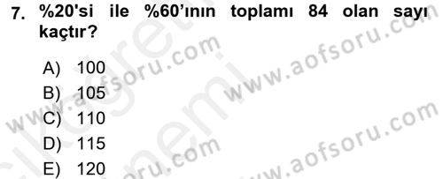 Genel Matematik Dersi 2015 - 2016 Yılı Tek Ders Sınav Soruları 7. Soru