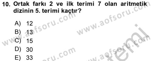 Genel Matematik Dersi 2016 - 2017 Yılı 3 Ders Sınav Soruları 10. Soru
