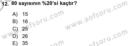 Genel Matematik Dersi 2016 - 2017 Yılı 3 Ders Sınav Soruları 12. Soru
