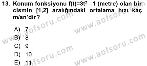 Genel Matematik Dersi 2016 - 2017 Yılı 3 Ders Sınav Soruları 13. Soru