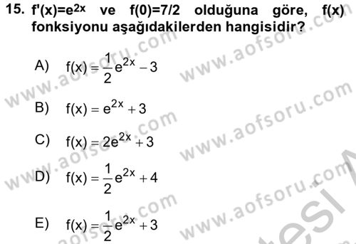 Genel Matematik Dersi 2016 - 2017 Yılı 3 Ders Sınav Soruları 15. Soru