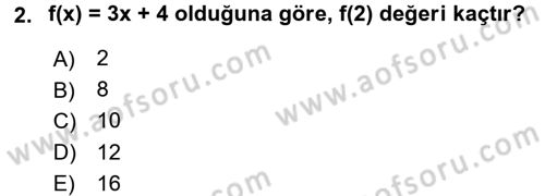 Genel Matematik Dersi 2016 - 2017 Yılı 3 Ders Sınav Soruları 2. Soru