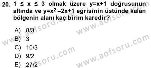 Genel Matematik Dersi 2016 - 2017 Yılı 3 Ders Sınav Soruları 20. Soru